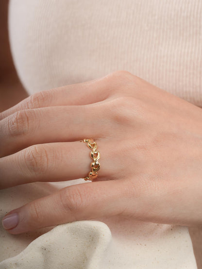 Wishbone Chain Ring 18K Gold (2) – Mondays Made Flower & Birthstone Jewelry Singapore