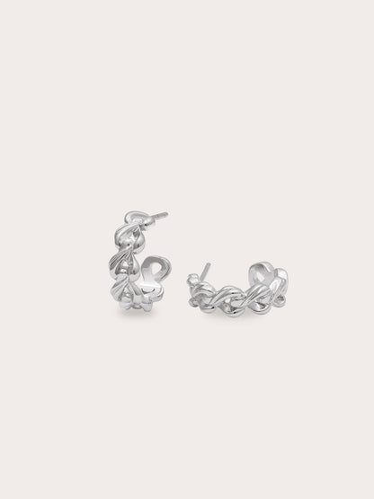 Wishbone Hoop S925 Silver Rhodium Flat – Mondays Made Flower & Birthstone Jewelry Singapore