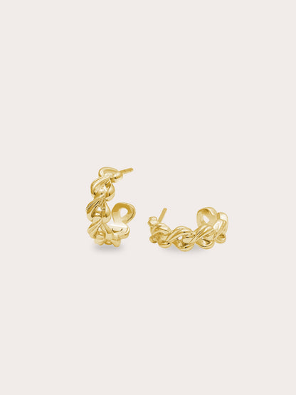 Wishbone Hoop 18K Gold Flat – Mondays Made Flower & Birthstone Jewelry Singapore