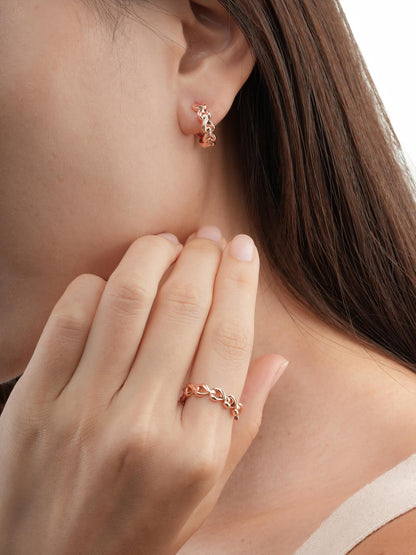 Wishbone Link Hoop Earrings 18K Rose Gold (4) – Mondays Made Flower & Birthstone Jewelry Singapore