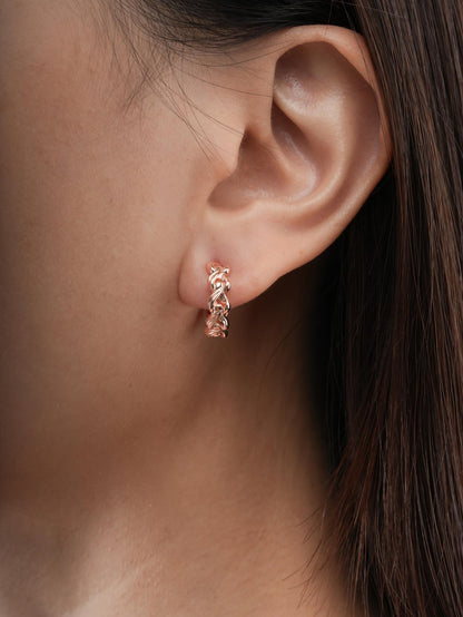 Wishbone Link Hoop Earrings 18K Rose Gold (3) – Mondays Made Flower & Birthstone Jewelry Singapore