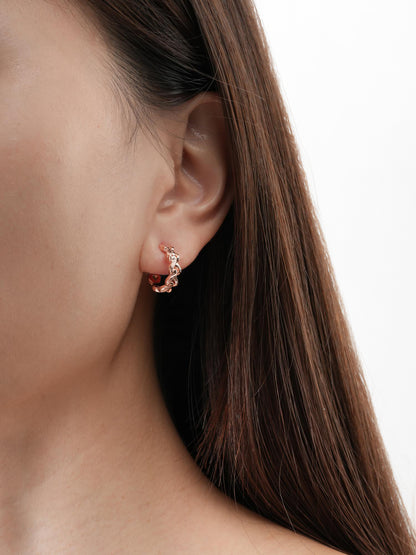 Wishbone Link Hoop Earrings 18K Rose Gold (1) – Mondays Made Flower & Birthstone Jewelry Singapore