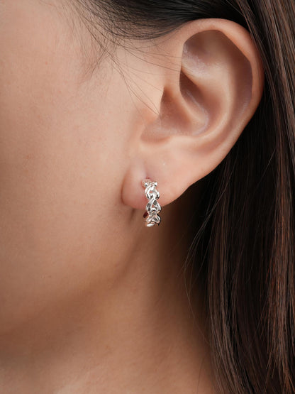 Wishbone Link Hoop Earrings S925 Silver Rhodium (1) – Mondays Made Flower & Birthstone Jewelry Singapore