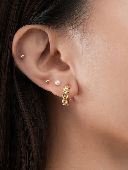 Wishbone Link Hoop Earrings 18K Gold (2) – Mondays Made Flower & Birthstone Jewelry Singapore