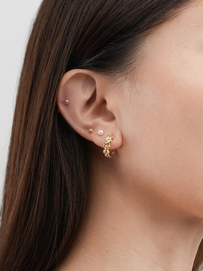 Wishbone Link Hoop Earrings 18K Gold (1) – Mondays Made Flower & Birthstone Jewelry Singapore