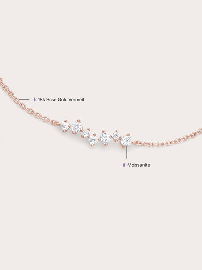 Wishing Arc Moissanite Bracelet 18K Rose Gold (4) – Mondays Made Flower & Birthstone Jewelry Singapore