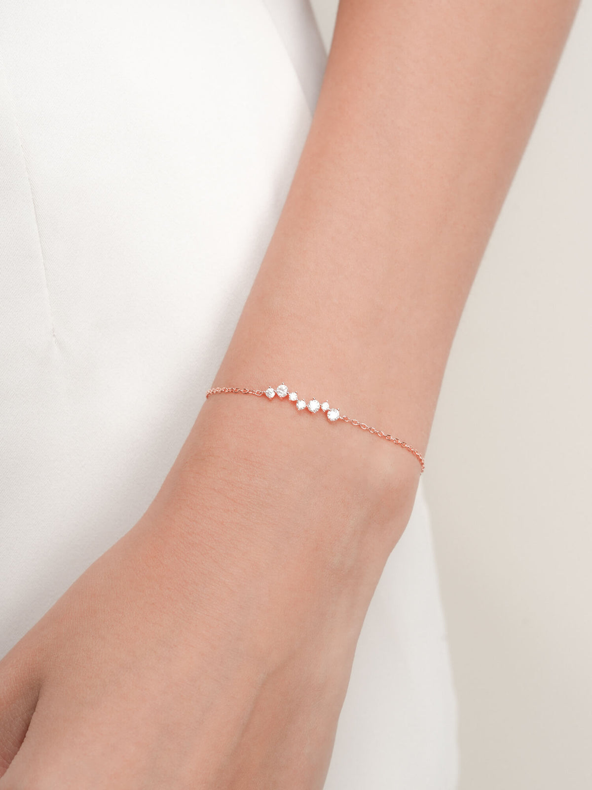 Wishing Arc Moissanite Bracelet 18K Rose Gold (3) – Mondays Made Flower & Birthstone Jewelry Singapore