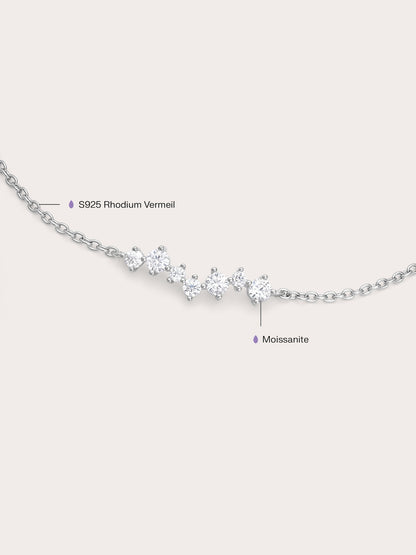 Wishing Arc Moissanite Bracelet S925 Silver Rhodium (4) – Mondays Made Flower & Birthstone Jewelry Singapore