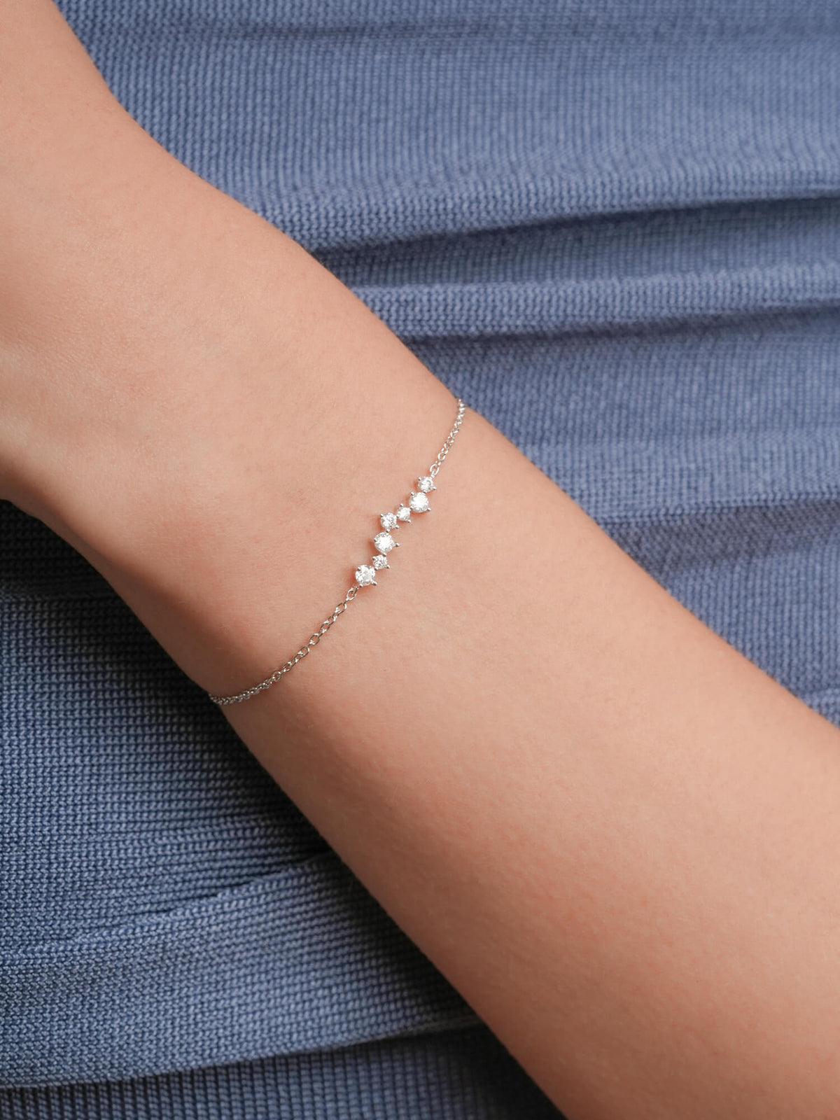 Wishing Arc Moissanite Bracelet S925 Silver Rhodium (2) – Mondays Made Flower & Birthstone Jewelry Singapore