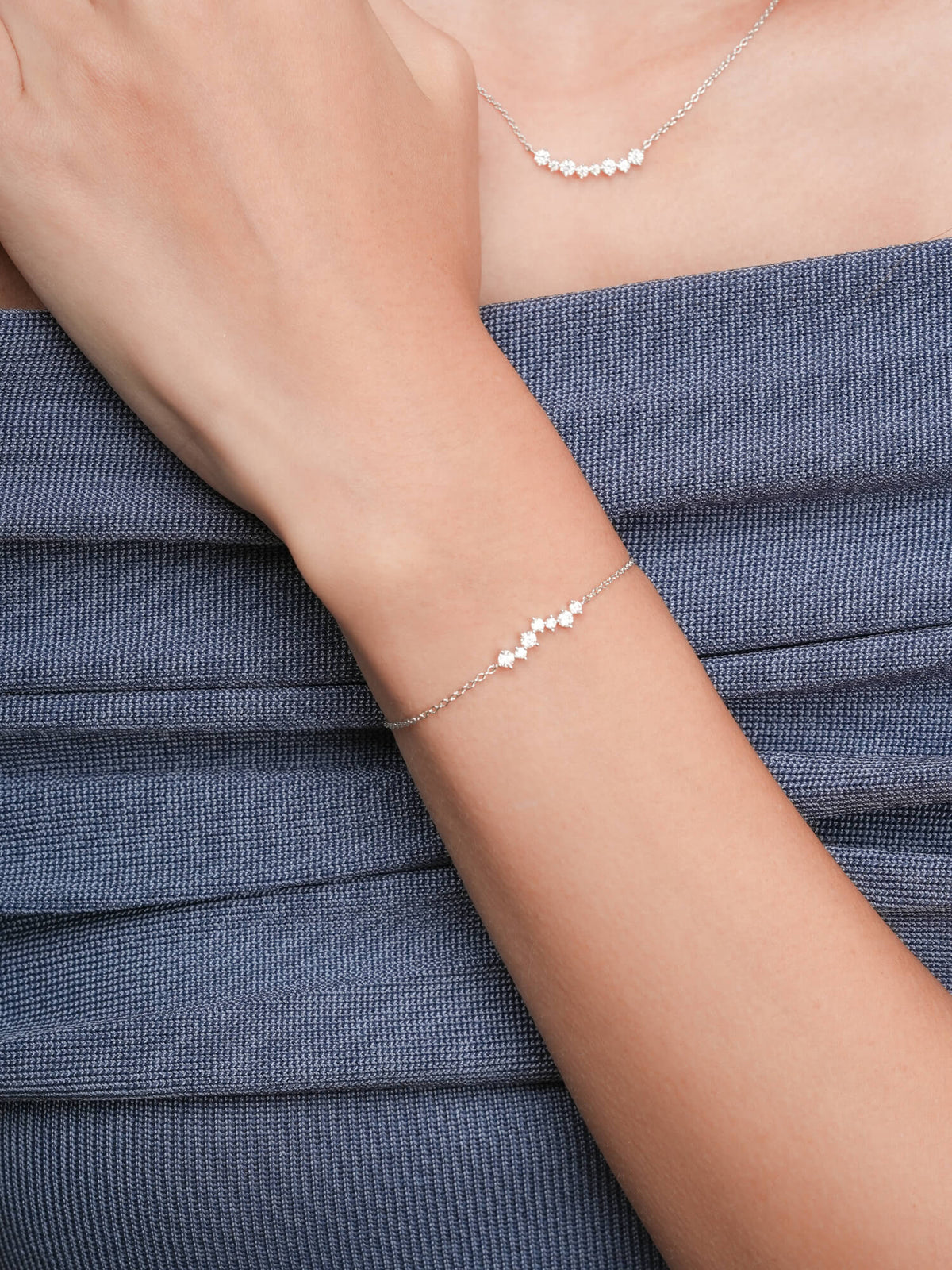 Wishing Arc Moissanite Bracelet S925 Silver Rhodium (5) – Mondays Made Flower & Birthstone Jewelry Singapore