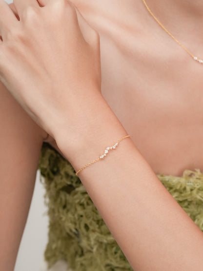 Wishing Arc Moissanite Bracelet 18K Gold (2) – Mondays Made Flower & Birthstone Jewelry Singapore