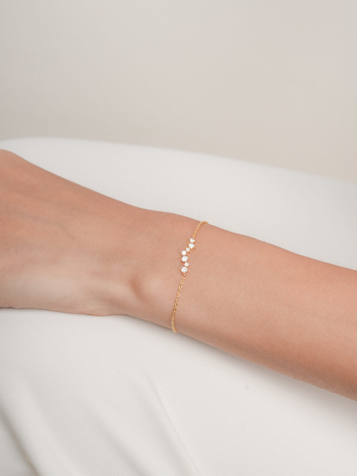 Wishing Arc Moissanite Bracelet 18K Gold (3) – Mondays Made Flower & Birthstone Jewelry Singapore