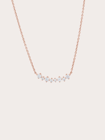 Wishing Arc Moissanite Necklace 18K Rose Gold (1) – Mondays Made Flower & Birthstone Jewelry Singapore