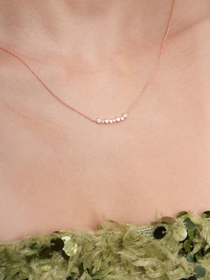 Wishing Arc Moissanite Necklace 18K Rose Gold (2) – Mondays Made Flower & Birthstone Jewelry Singapore