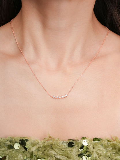 Wishing Arc Moissanite Necklace 18K Rose Gold (3) – Mondays Made Flower & Birthstone Jewelry Singapore