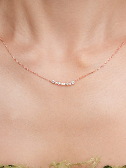 Wishing Arc Moissanite Necklace 18K Rose Gold (6) – Mondays Made Flower & Birthstone Jewelry Singapore