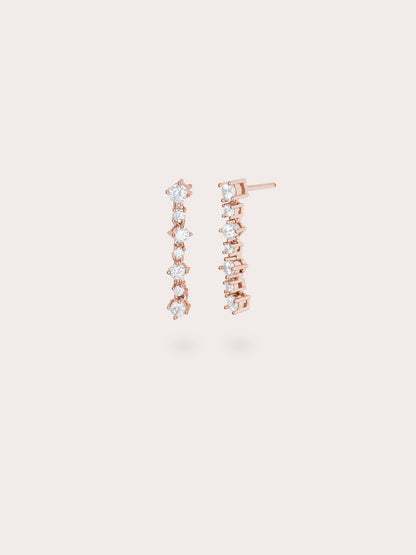 Wishing Glow Moissanite Dangle Earrings 18K Rose Gold (1) – Mondays Made Flower & Birthstone Jewelry Singapore