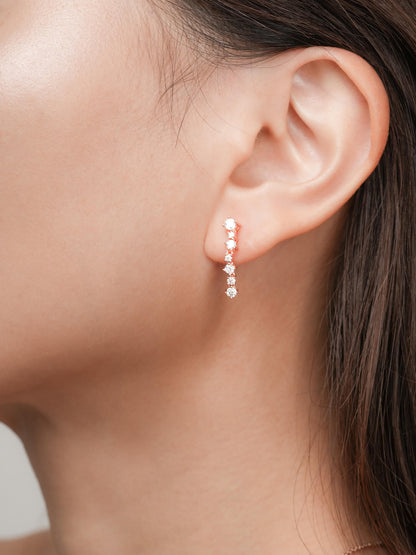 Wishing Glow Moissanite Dangle Earrings 18K Rose Gold (3) – Mondays Made Flower & Birthstone Jewelry Singapore