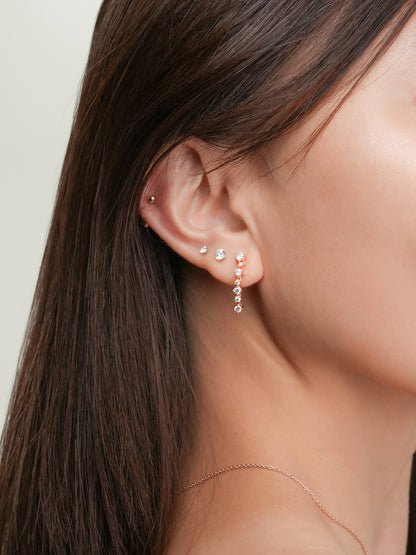 Wishing Glow Moissanite Dangle Earrings 18K Rose Gold (4) – Mondays Made Flower & Birthstone Jewelry Singapore