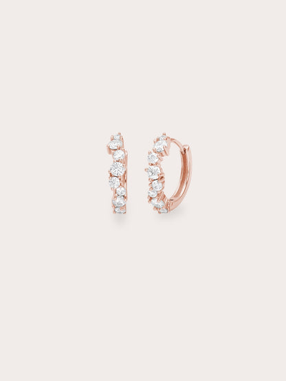 Wishing Glow Moissanite Huggie Earrings 18K Rose Gold (1) – Mondays Made Flower & Birthstone Jewelry Singapore