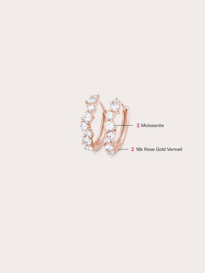 Wishing Glow Moissanite Huggie Earrings 18K Rose Gold (5) – Mondays Made Flower & Birthstone Jewelry Singapore