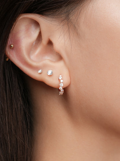 Wishing Glow Moissanite Huggie Earrings Rose Gold – Mondays Made Demi-Fine Flower & Gemstone Jewelry Singapore