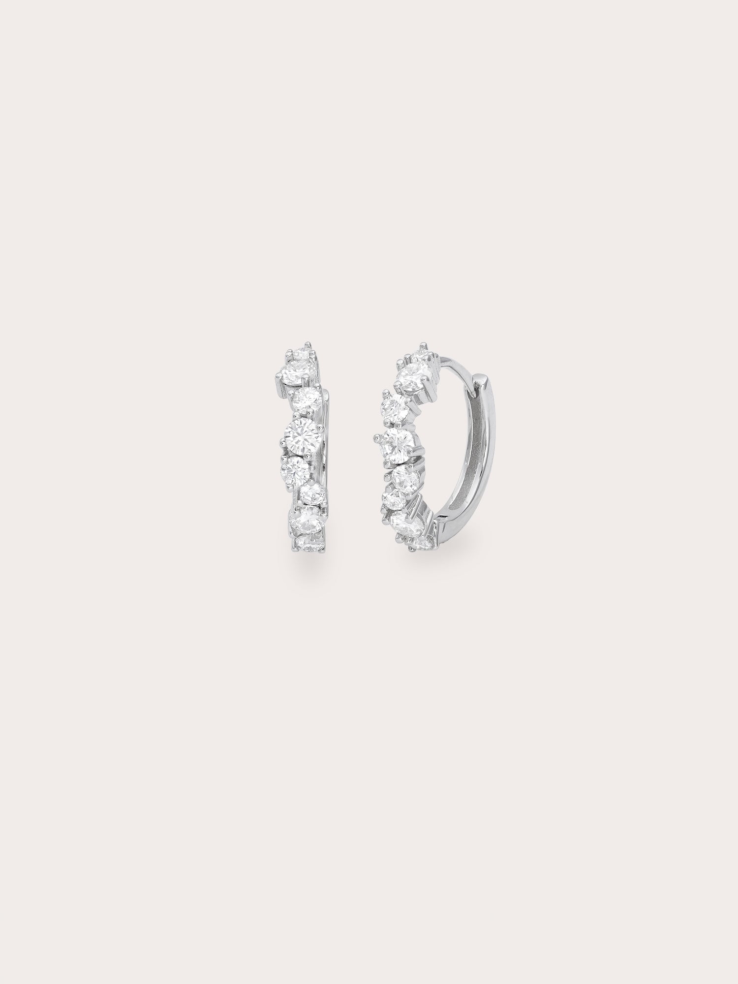 Wishing Glow Moissanite Huggie Earrings in S925 Rhodium Vermeil from Mondays Made