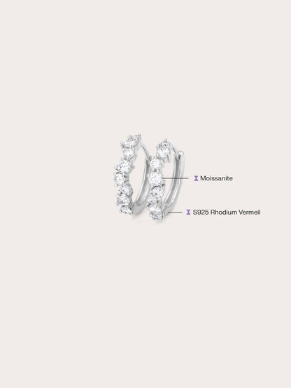 Wishing Glow Moissanite Huggie Earrings S925 Silver Rhodium (4) – Mondays Made Flower & Birthstone Jewelry Singapore