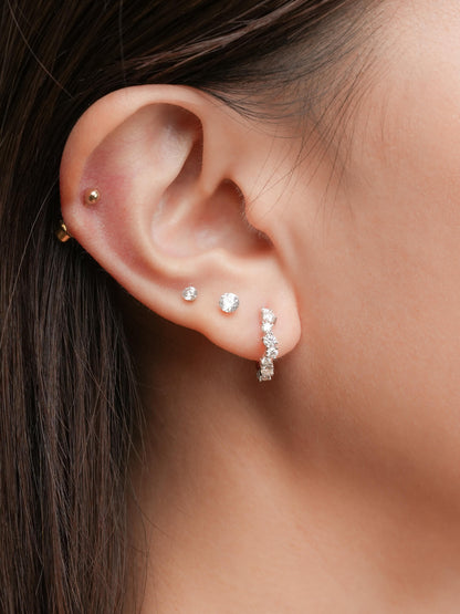 Wishing Glow Moissanite Huggie Earrings S925 Silver Rhodium (3) – Mondays Made Flower & Birthstone Jewelry Singapore