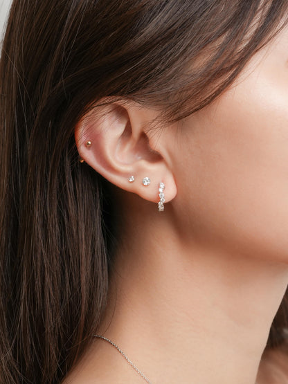 Wishing Glow Moissanite Huggie Earrings S925 Silver Rhodium (5) – Mondays Made Flower & Birthstone Jewelry Singapore