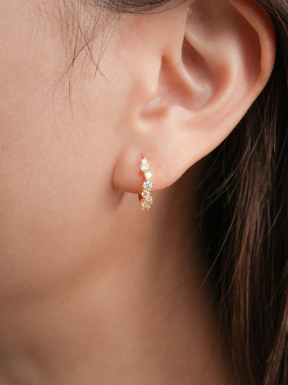 Wishing Glow Moissanite Huggie Earrings 18K Gold (3) – Mondays Made Flower & Birthstone Jewelry Singapore